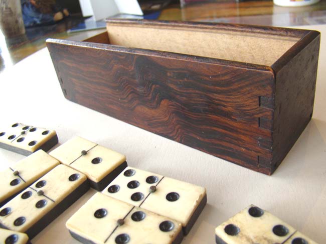 A fine set of Civil War era bone and ebony dominoes circa 1865